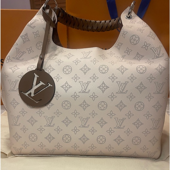 Louis Vuitton Carmel Hobo Mahina Calf Skin Bag with Charm